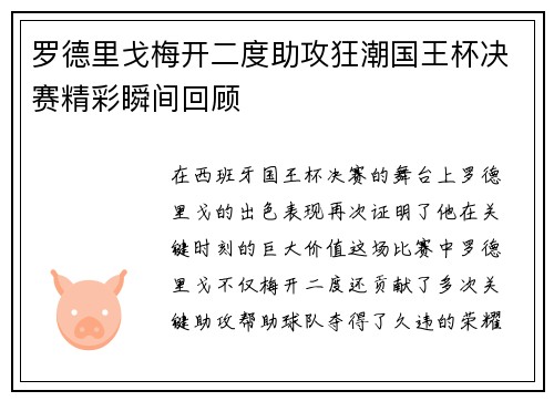 罗德里戈梅开二度助攻狂潮国王杯决赛精彩瞬间回顾